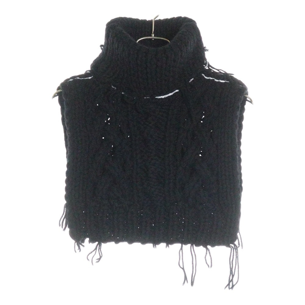 MM6 Maison Margiela(エムエムシックスメゾンマルジェラ) 21AW タートルネック ケーブルニットベスト ブラック レディース S62TH0029