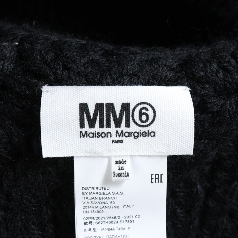 MM6 Maison Margiela(エムエムシックスメゾンマルジェラ) 21AW タートルネック ケーブルニットベスト ブラック レディース S62TH0029