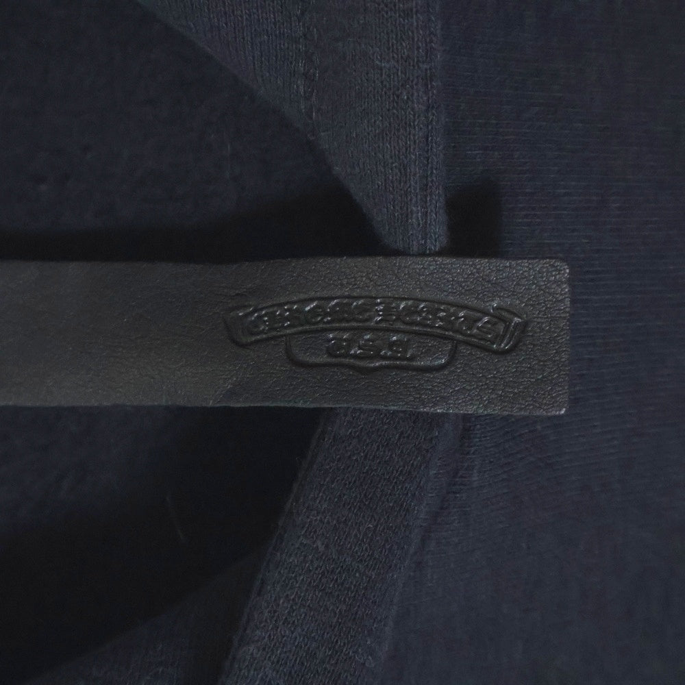 CHROME HEARTS(クロムハーツ) 袖レザー切り替え クロスパッチ付き プルオーバーパーカー ブラック