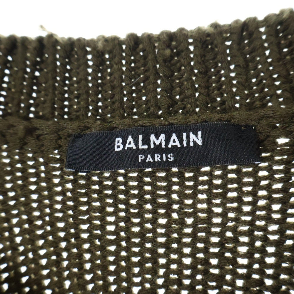 BALMAIN(バルマン) ロゴジャガード クルーネックニット オリーブ KD000K027