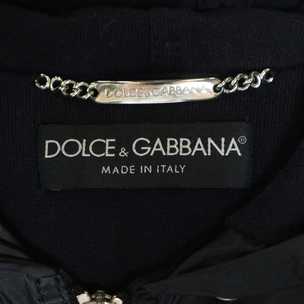 DOLCE & GABBANA(ドルチェアンドガッバーナ) サイドロゴテープ ナイロンジップアップパーカー ジャケット ブラック GSP2D USBM