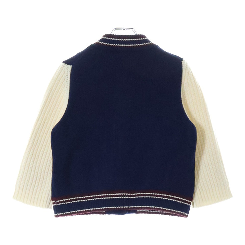 miumiu(ミュウミュウ) ウールカシミヤナイロン混紡 クロップドカーディガン ニットジャケット ブルー/アイボリー MIUMIU MMJ126 S000 15Z3