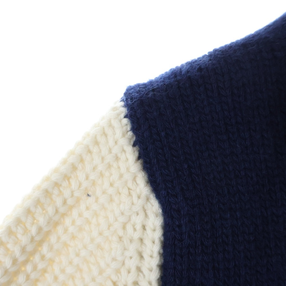 miumiu(ミュウミュウ) ウールカシミヤナイロン混紡 クロップドカーディガン ニットジャケット ブルー/アイボリー MIUMIU MMJ126 S000 15Z3