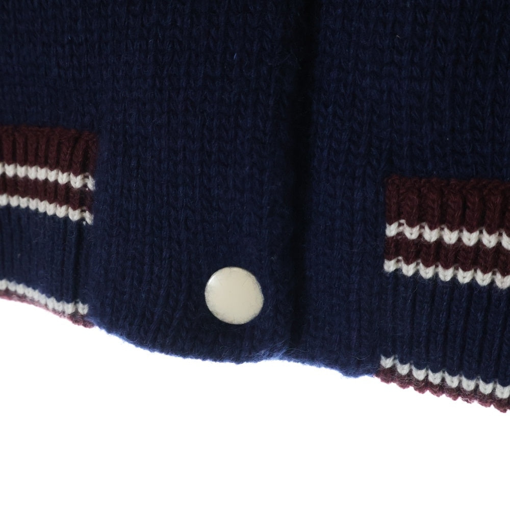 miumiu(ミュウミュウ) ウールカシミヤナイロン混紡 クロップドカーディガン ニットジャケット ブルー/アイボリー MIUMIU MMJ126 S000 15Z3