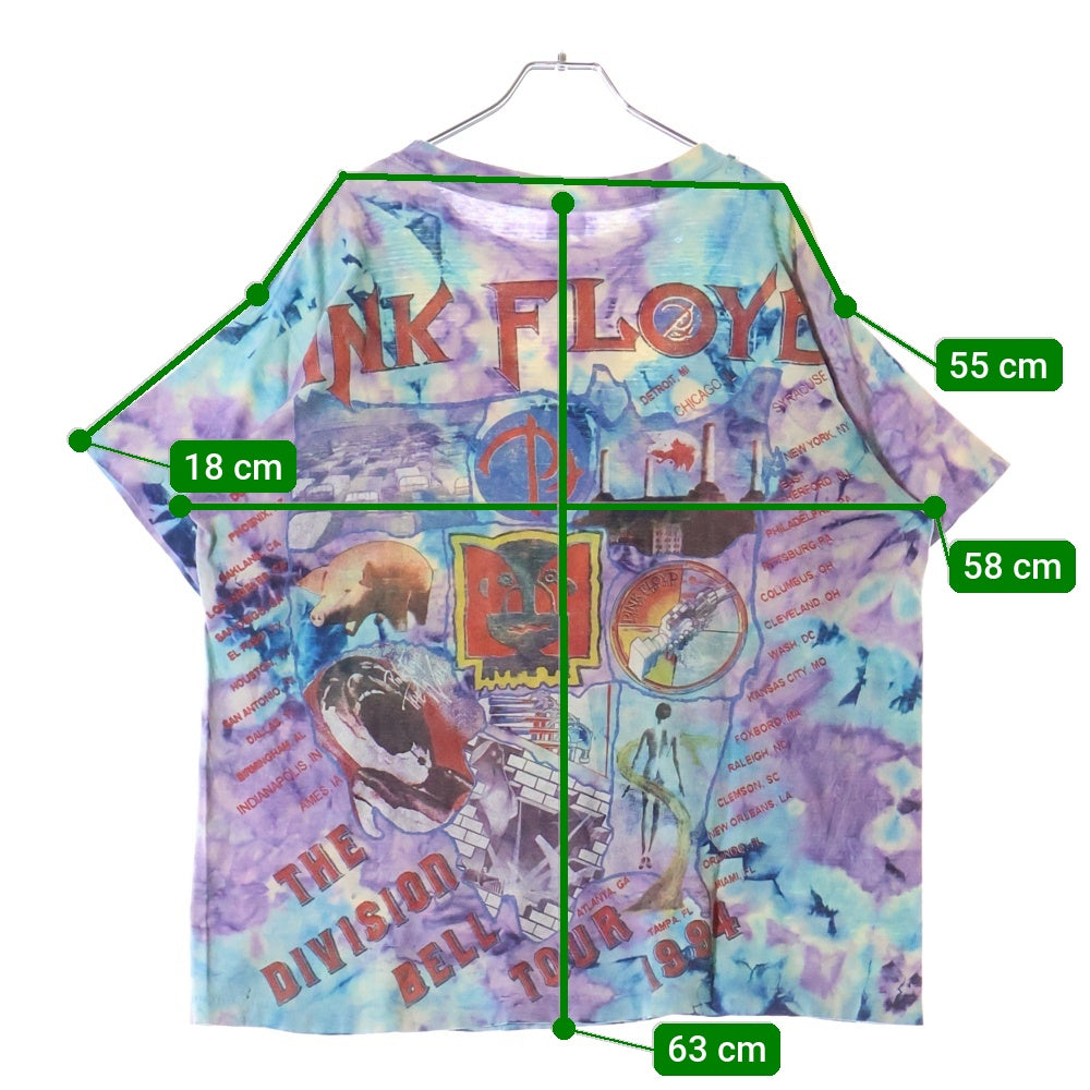 VINTAGE(ヴィンテージ) 90s PINK FLOYD DIVISION BELL TOUR ピンクフロイド ディビジョンベルツアー タイダイ染半袖Tシャツ クルーネックカットソー マルチカラー