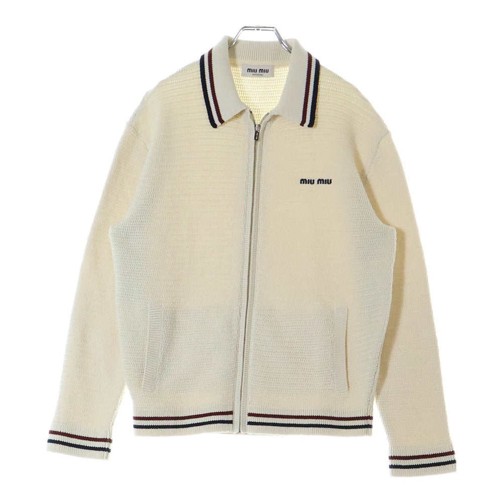miumiu(ミュウミュウ) コットンニット ジッパーカーディガン アイボリー MMF969 S000 1616
