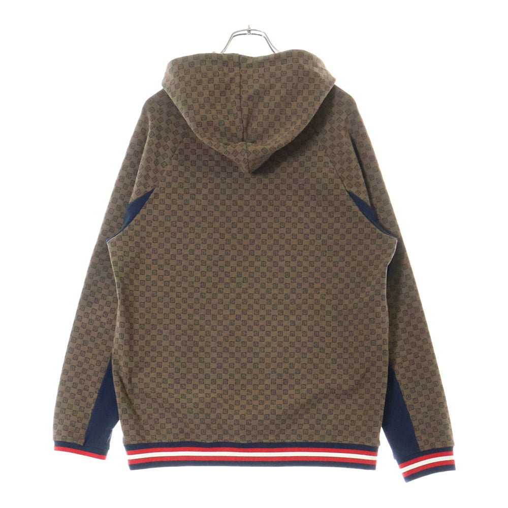BALMAIN(バルマン) フロッキーロゴ モノグラムロゴプルオーバーパーカー ブラウン JT205BC53