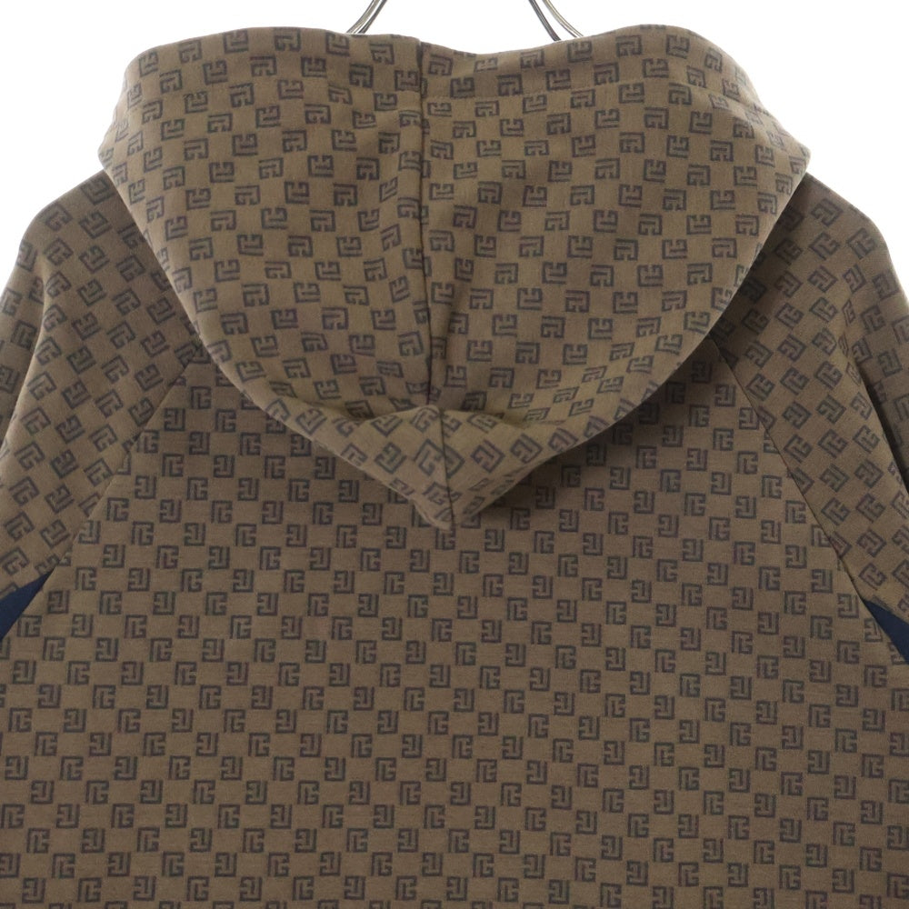 BALMAIN(バルマン) フロッキーロゴ モノグラムロゴプルオーバーパーカー ブラウン JT205BC53