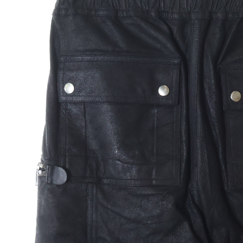 Rick Owens(リックオウエンス) 22SS BAUHAUS CARGO バウハウスカーゴ ラムレザーパンツ ブラック RU01B1377-LBA