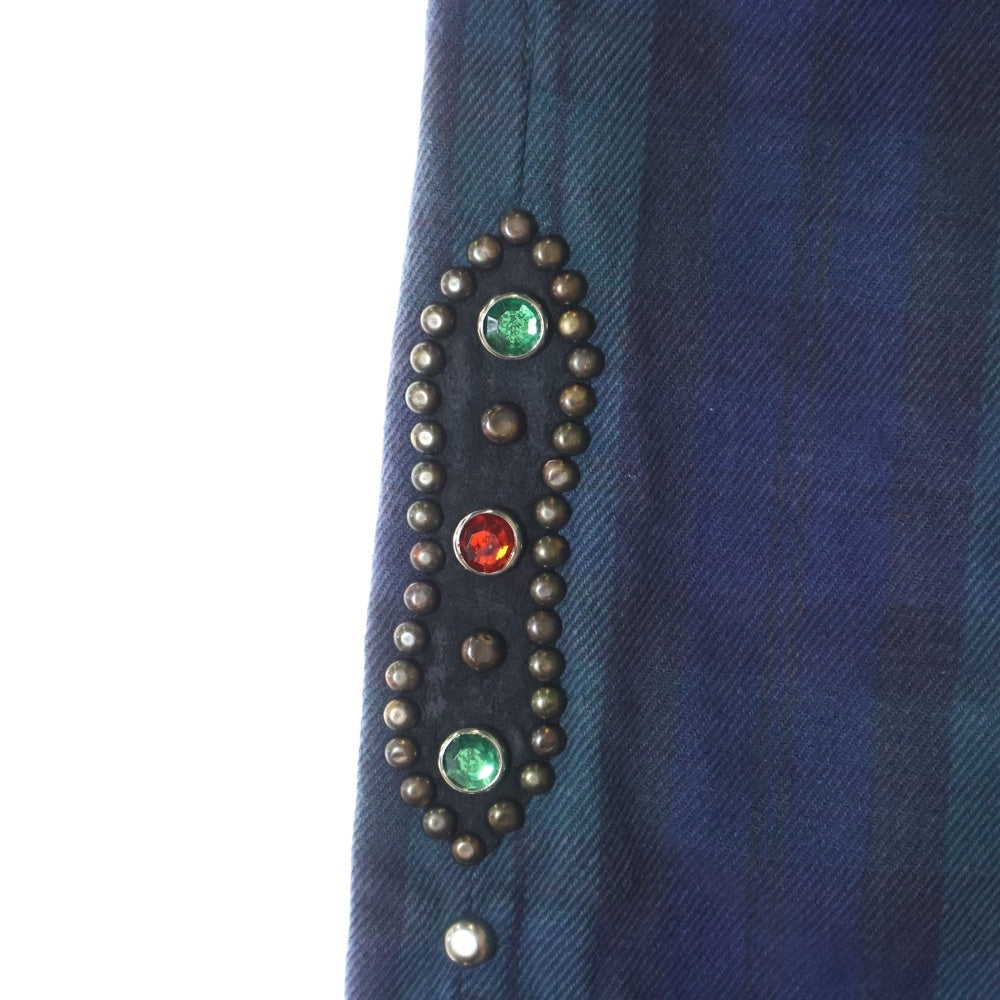 KAPITAL(キャピタル) 11oz TARTAN CHECK 5P MONKEY CISCO タータンチェック スタッズデニムパンツ ジーンズ グリーン K2110LP089