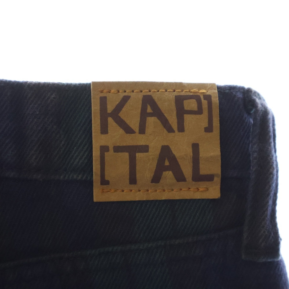 KAPITAL(キャピタル) 11oz TARTAN CHECK 5P MONKEY CISCO タータンチェック スタッズデニムパンツ ジーンズ グリーン K2110LP089