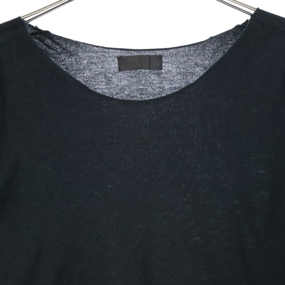 Y's(ワイズ) クルーネック コットン 長袖インナー Tシャツ ブラック MT-K12-073