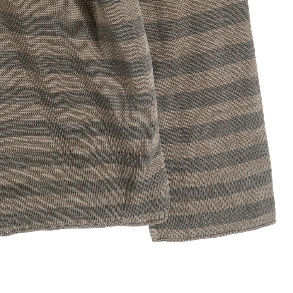 Yohji Yamamoto POUR HOMME(ヨウジヤマモト プールオム) ロングスリーブカットソー ニットセーター クルーネック ボーダー ブラウン HT-K16-471