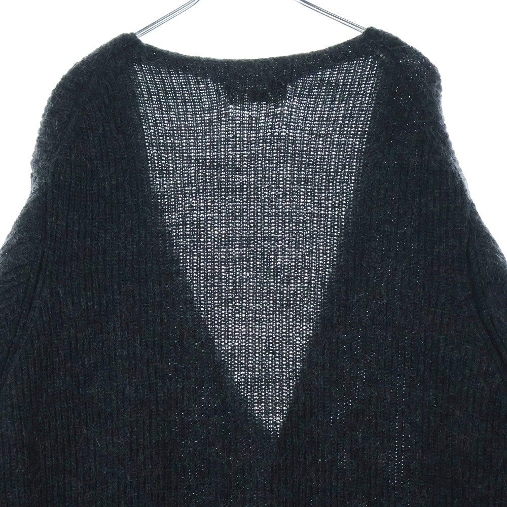 Yohji Yamamoto POUR HOMME(ヨウジヤマモト プールオム) 17AW 二重前立て ドッキング ニットカーディガン ロングカーディガン モヘア ブラック HK-K99-196