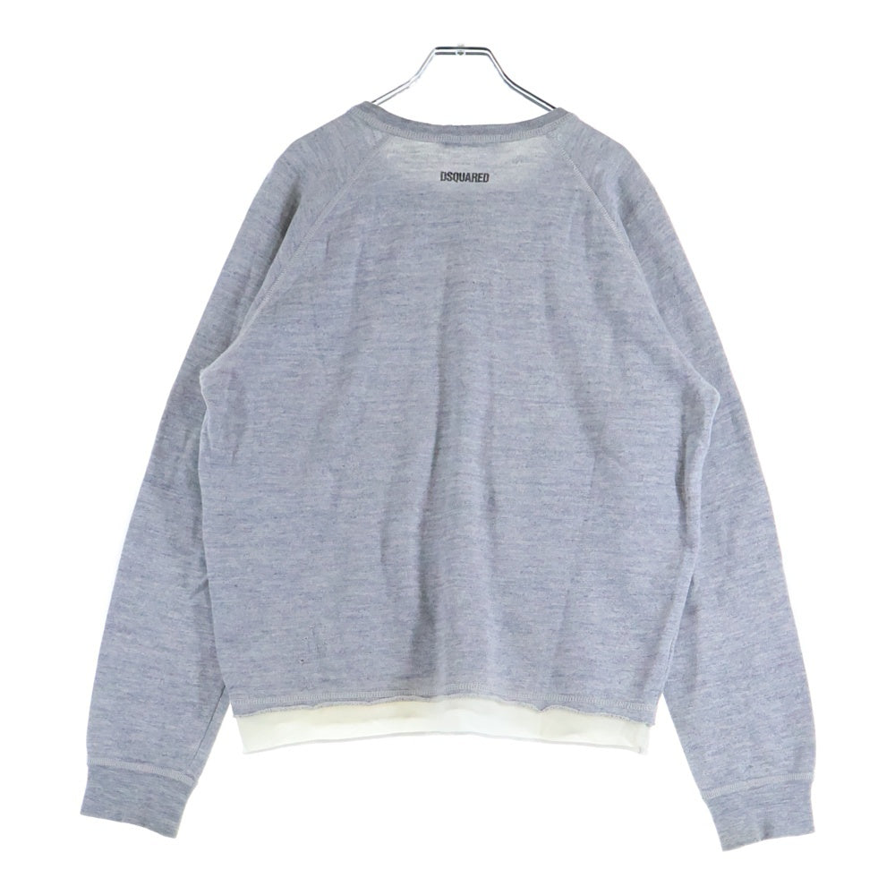 DSQUARED2(ディースクエアード) 切替 ダメージ加工 クルーネック 長袖カットソー グレー S71GP0374