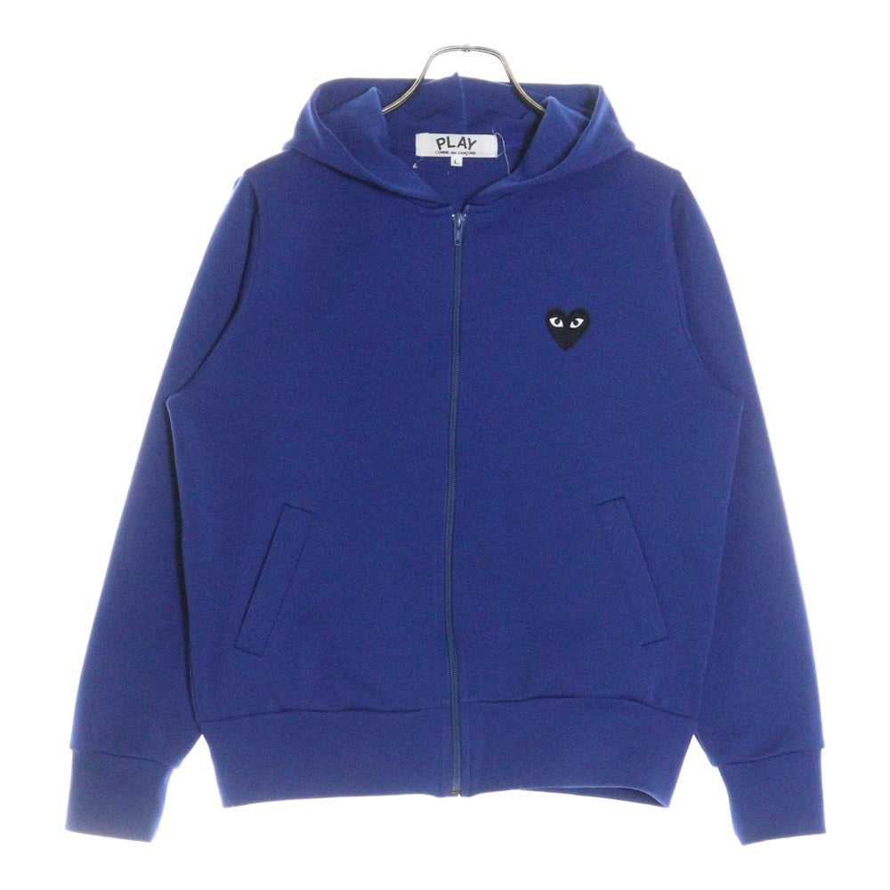 PLAY COMME des GARCONS(プレイコムデギャルソン) 18AW ハートワッペン付 バックハートプリント ジップアップパーカー ブルー AZ-T253
