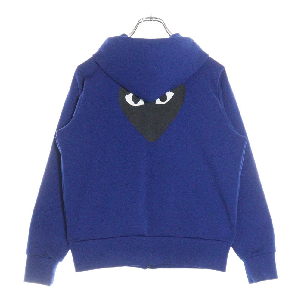 PLAY COMME des GARCONS(プレイコムデギャルソン) 18AW ハートワッペン付 バックハートプリント ジップアップパーカー ブルー AZ-T253