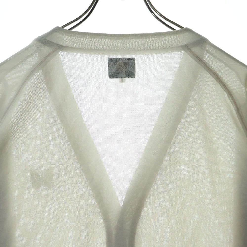 Needles(ニードルス) V Neck Cardigan Vネック 刺繍 ポリメッシュ カーディガン ベージュ MR309