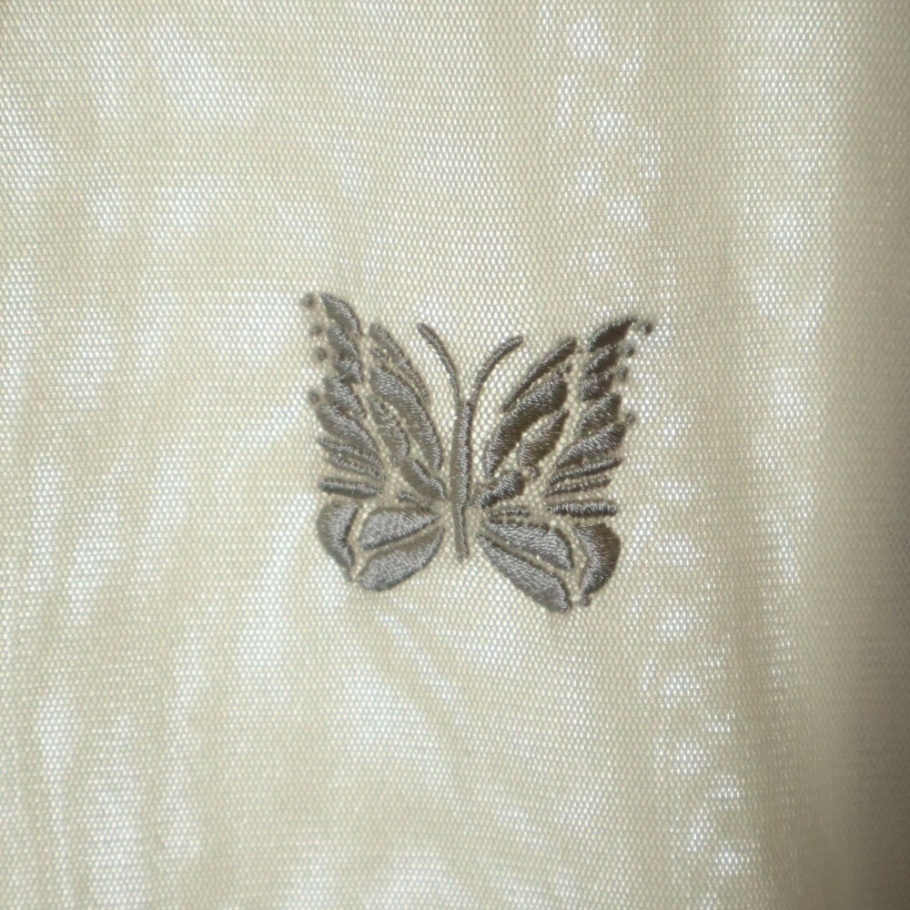Needles(ニードルス) V Neck Cardigan Vネック 刺繍 ポリメッシュ カーディガン ベージュ MR309