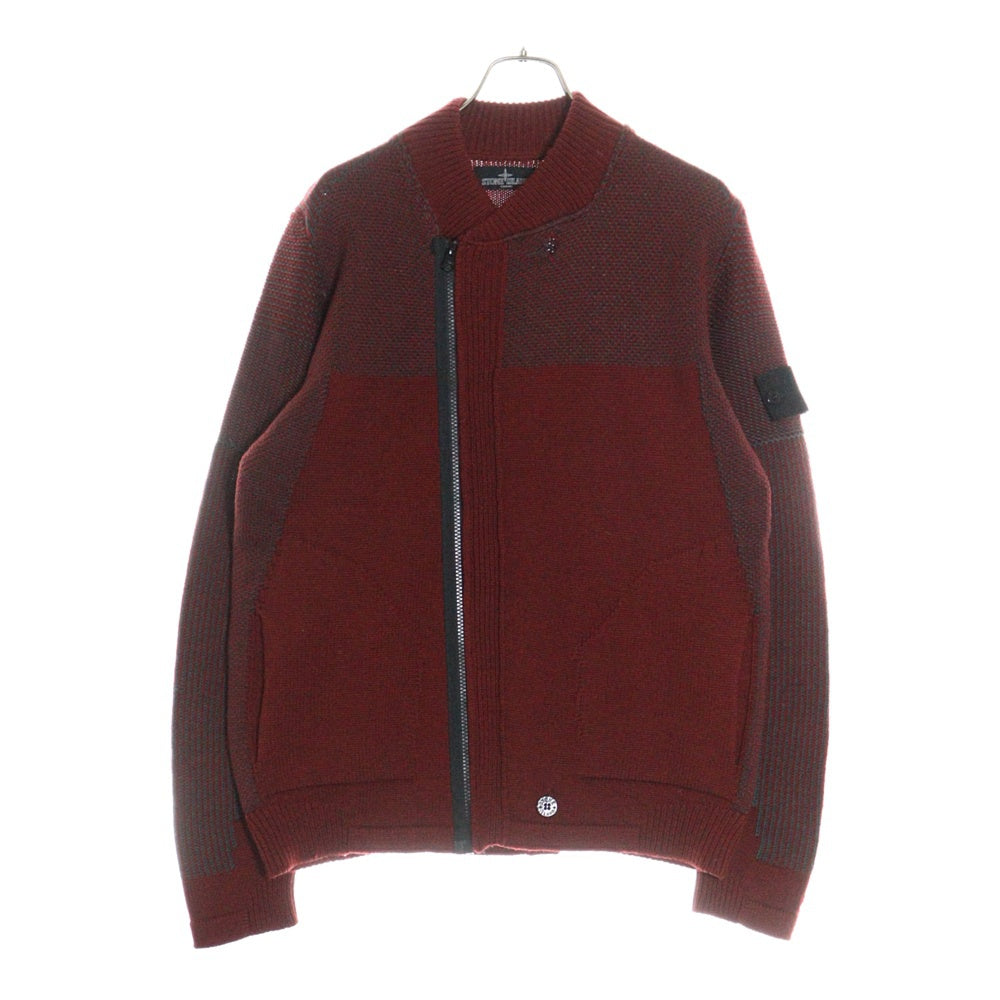 Stone Island Shadow Project(ストーンアイランド シャドウプロジェクト) Wool Zip Jacket 袖ロゴワッペン ウール ジップアップ ニット ジャケット レッド 5919505A1