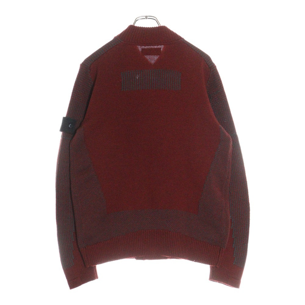 Stone Island Shadow Project(ストーンアイランド シャドウプロジェクト) Wool Zip Jacket 袖ロゴワッペン ウール ジップアップ ニット ジャケット レッド 5919505A1