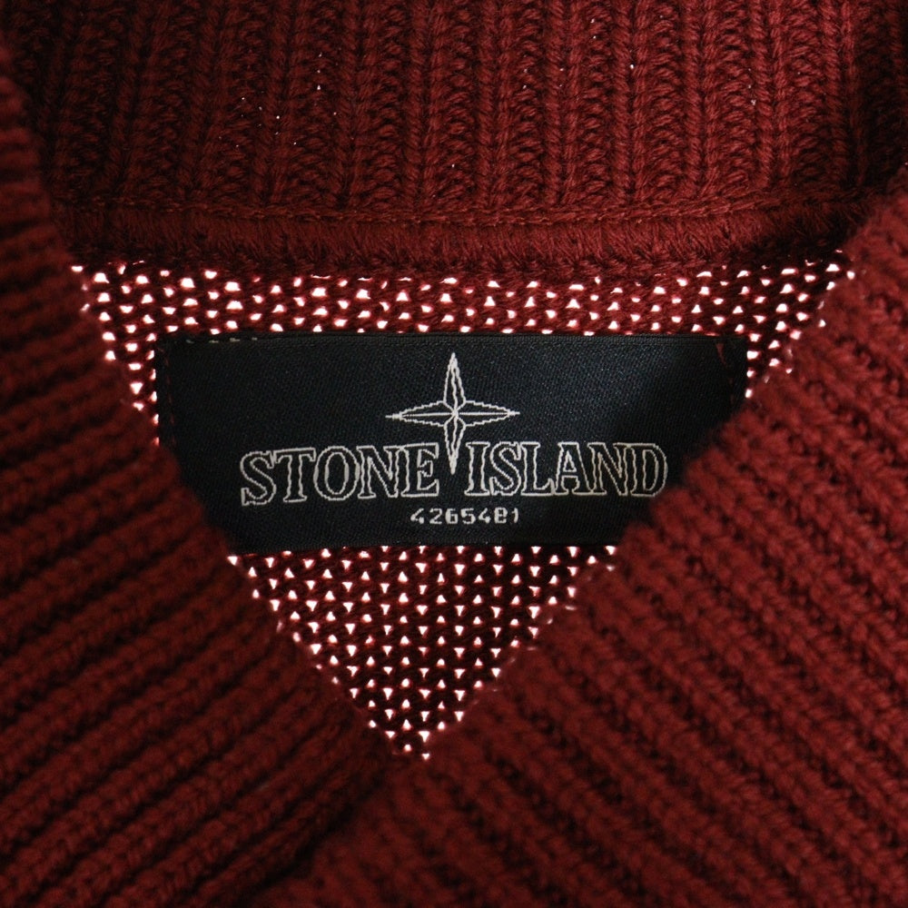 Stone Island Shadow Project(ストーンアイランド シャドウプロジェクト) Wool Zip Jacket 袖ロゴワッペン ウール ジップアップ ニット ジャケット レッド 5919505A1