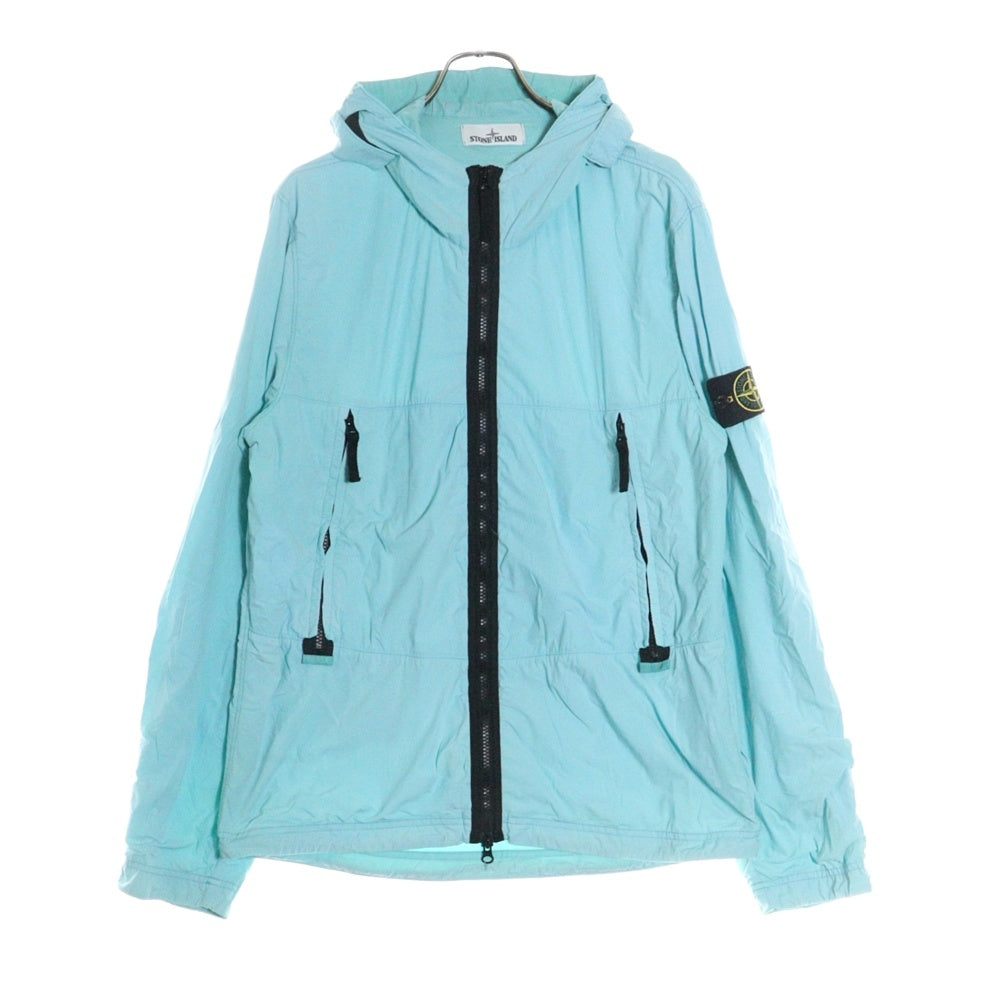 STONE ISLAND(ストーンアイランド) Skin Touch Nylon ナイロンジャケット ジップアップパーカー ロゴワッペン付き ブルー 741540131