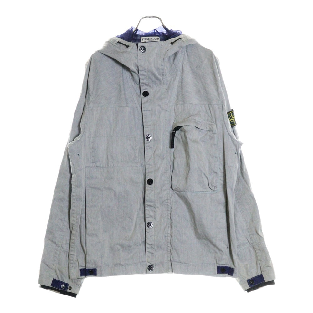 STONE ISLAND(ストーンアイランド) LINO FLAX 袖ロゴワッペン フード付 マウンテンジャケット グレー 541541133