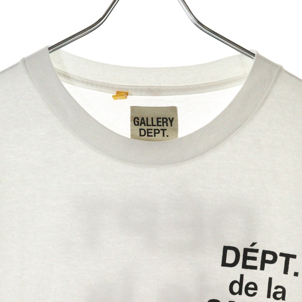 GALLERY DEPT.(ギャラリーデプト) ヴィンテージ加工 ロゴプリント半袖Tシャツ クルーネックカットソー ホワイト/ブラック