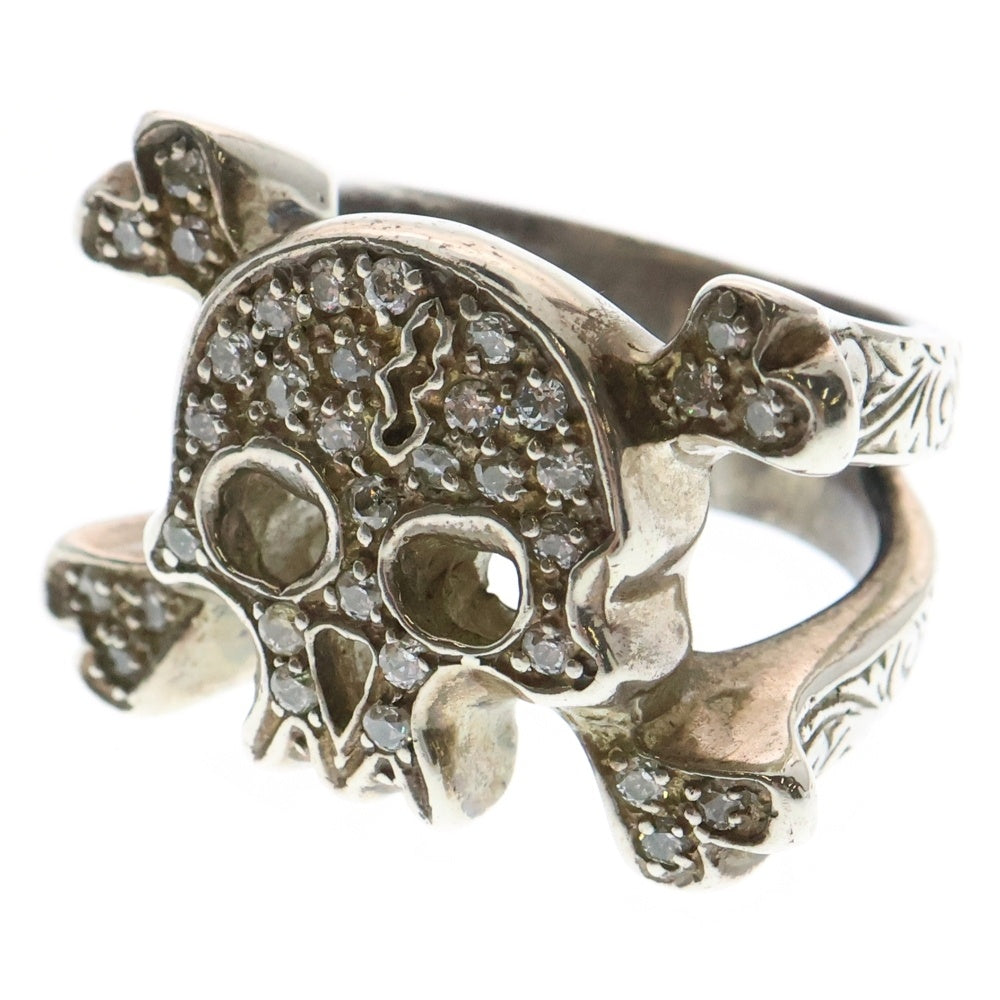 Loree Rodkin(ローリーロドキン) FLAT PAVE SKULL-CROSSED BONES RING スカルモチーフ シルバーリング ジルコニア シルバー