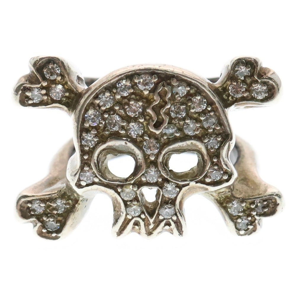 Loree Rodkin(ローリーロドキン) FLAT PAVE SKULL-CROSSED BONES RING スカルモチーフ シルバーリング ジルコニア シルバー