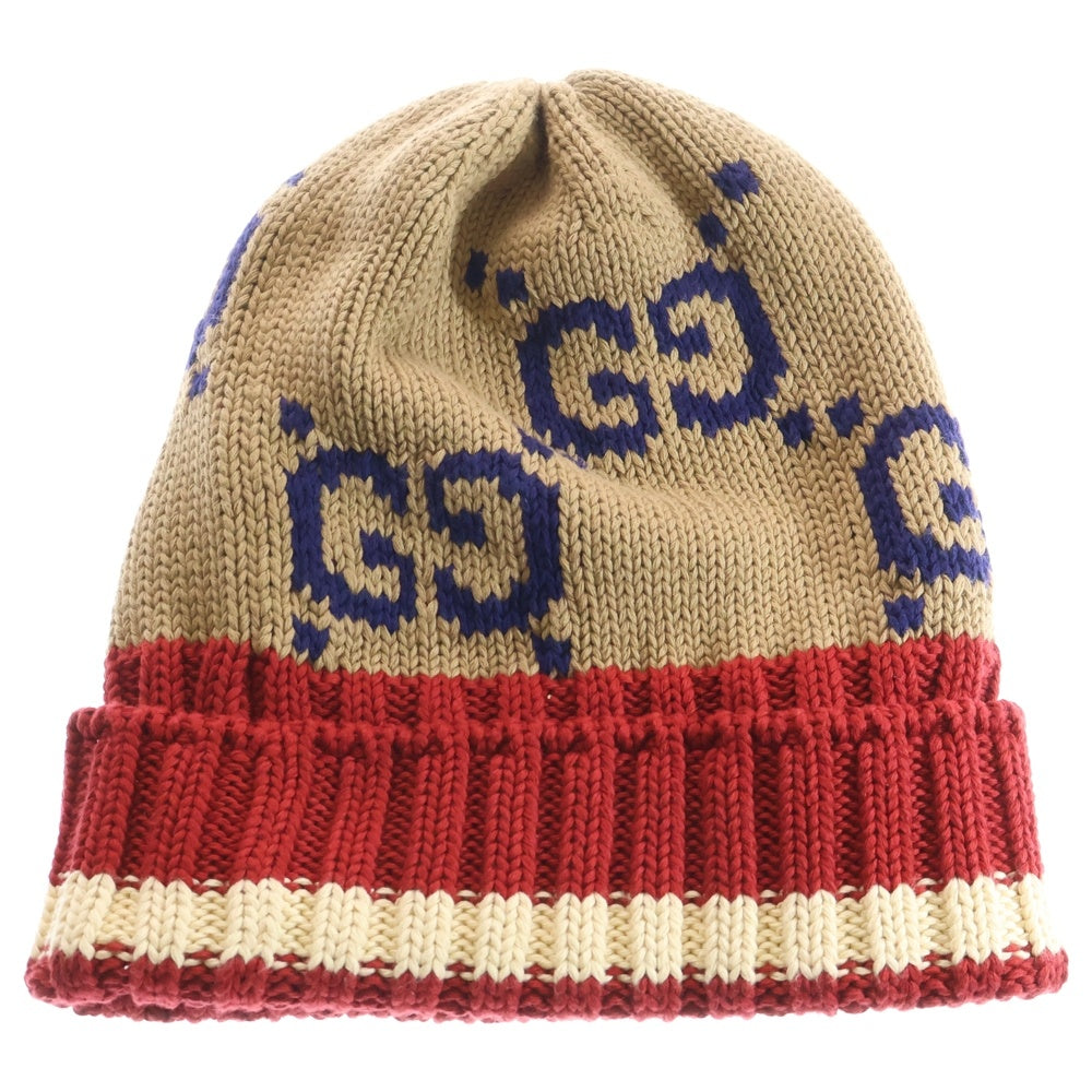 GUCCI(グッチ) GG総柄 コットン ニットキャップ ビーニー ベージュ 597636 4G111