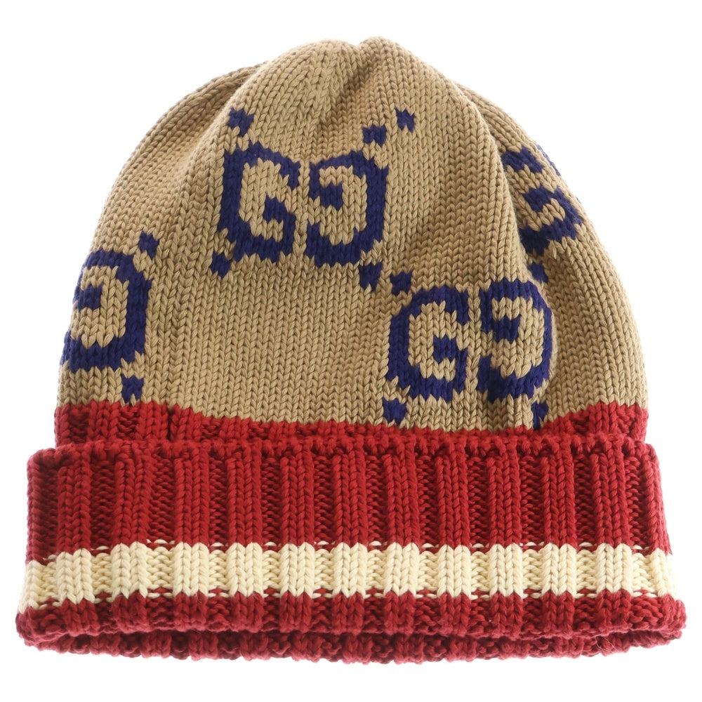 GUCCI(グッチ) GG総柄 コットン ニットキャップ ビーニー ベージュ 597636 4G111