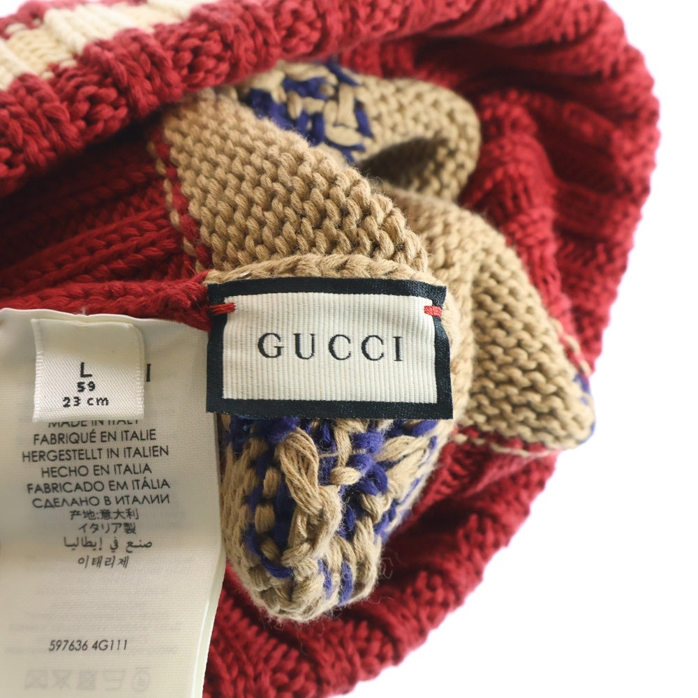GUCCI(グッチ) GG総柄 コットン ニットキャップ ビーニー ベージュ 597636 4G111