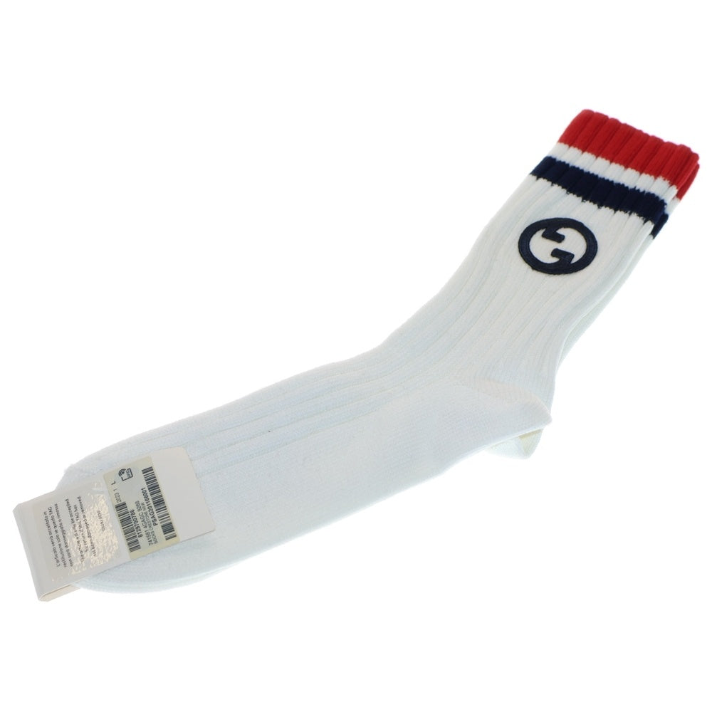 GUCCI(グッチ) Logo Socks ロゴ刺繍 トリコロール ソックス 靴下 ホワイト 741581 4GAGC