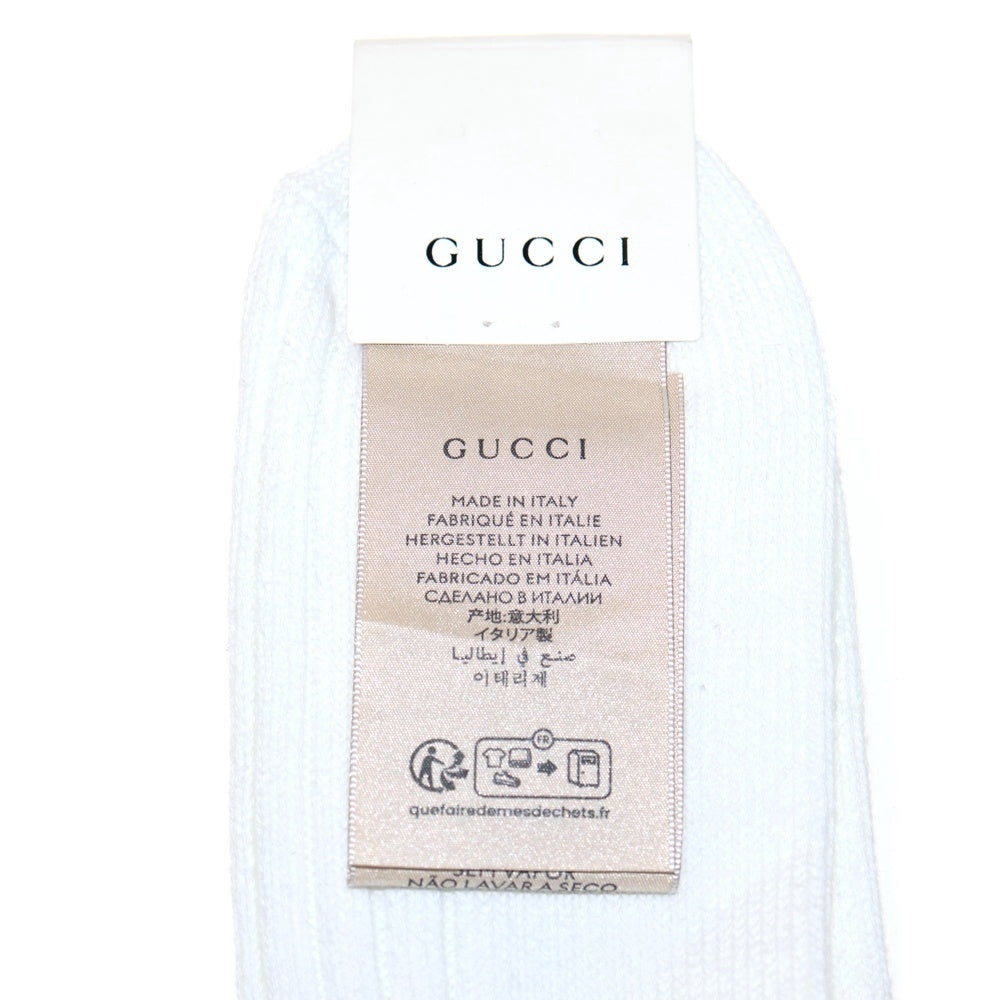GUCCI(グッチ) Logo Socks ロゴ刺繍 トリコロール ソックス 靴下 ホワイト 741581 4GAGC