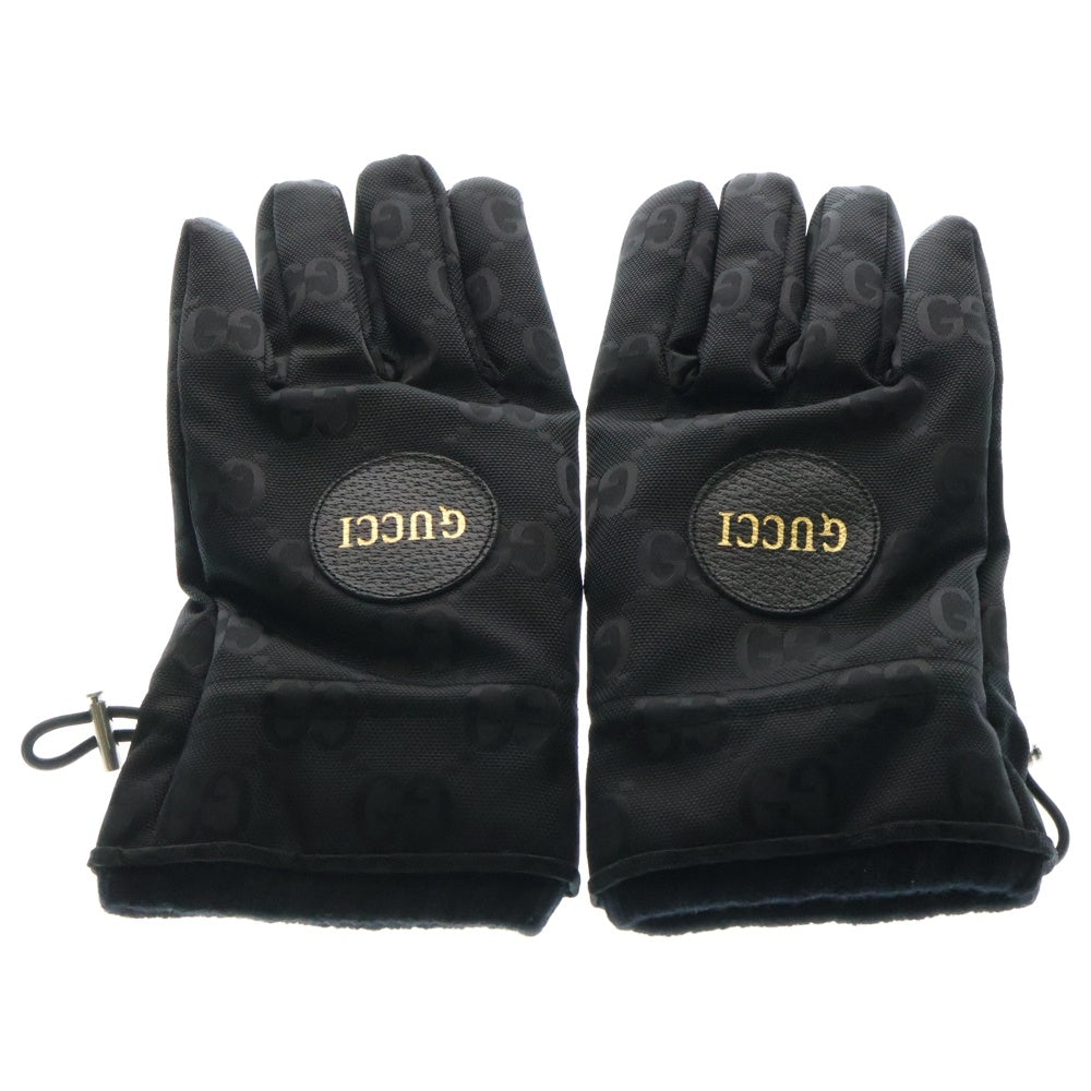 GUCCI(グッチ) OFF THE GRID SKI GLOVES ロゴレザーワッペン スキー グローブ 手袋 ブラック 652996 4HAEU