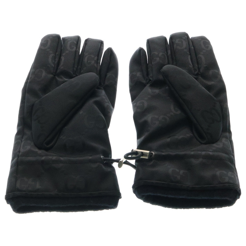 GUCCI(グッチ) OFF THE GRID SKI GLOVES ロゴレザーワッペン スキー グローブ 手袋 ブラック 652996 4HAEU