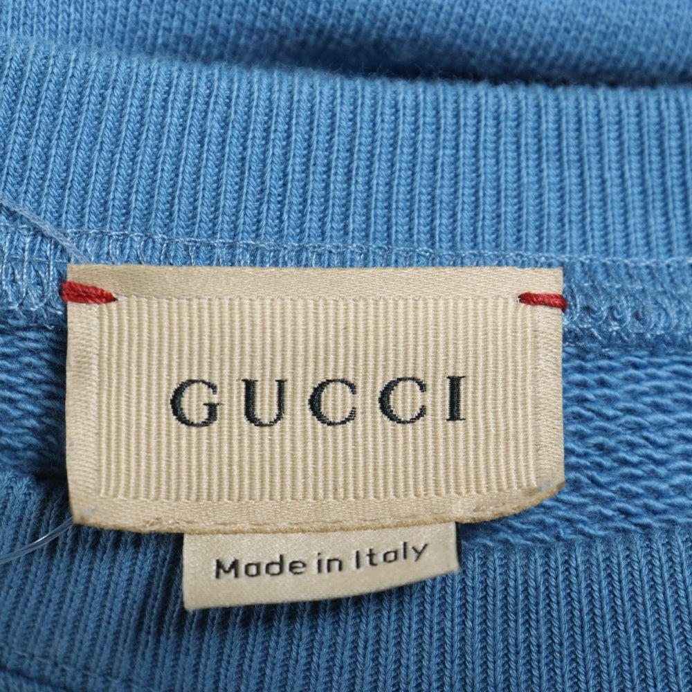 GUCCI(グッチ) フロントGGロゴプリント キッズ クルーネック 長袖スウェット ブルー 722400 XJEZU