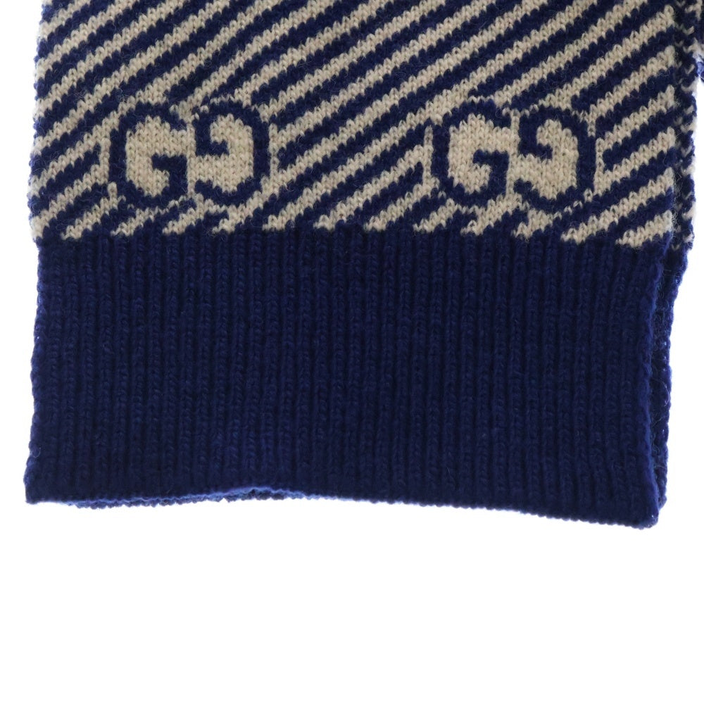 GUCCI(グッチ) GGロゴ総柄 ウール マフラー スカーフ ブルー 653906 4K206
