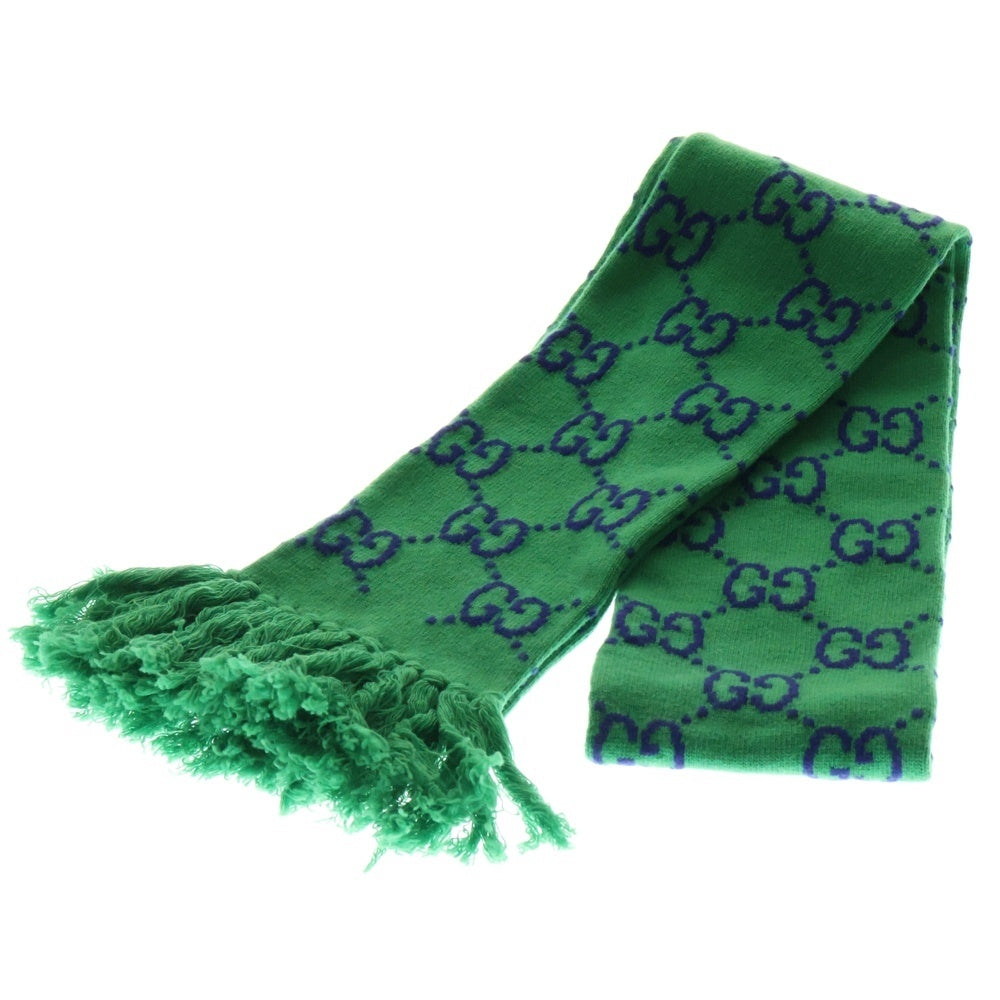 GUCCI(グッチ) GGロゴ総柄 ウール マフラー スカーフ グリーン 676191