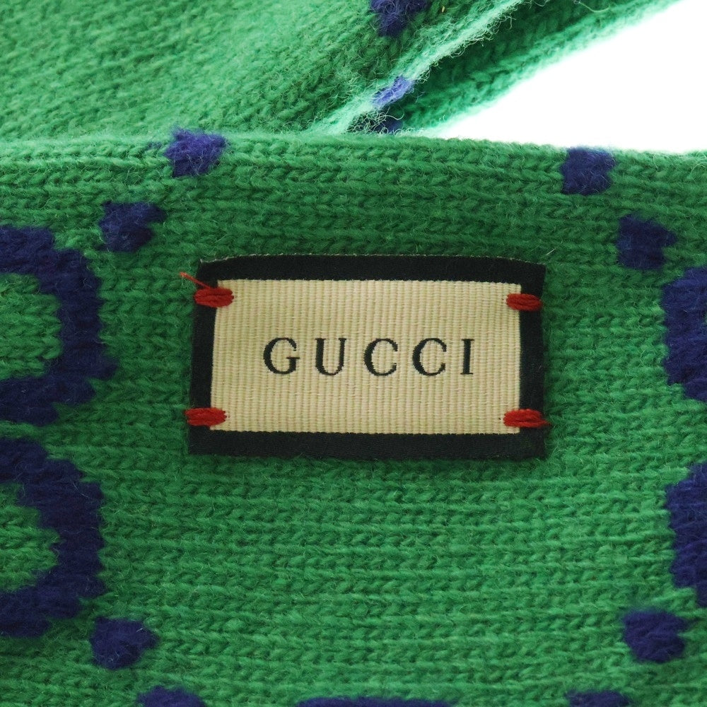 GUCCI(グッチ) GGロゴ総柄 ウール マフラー スカーフ グリーン 676191