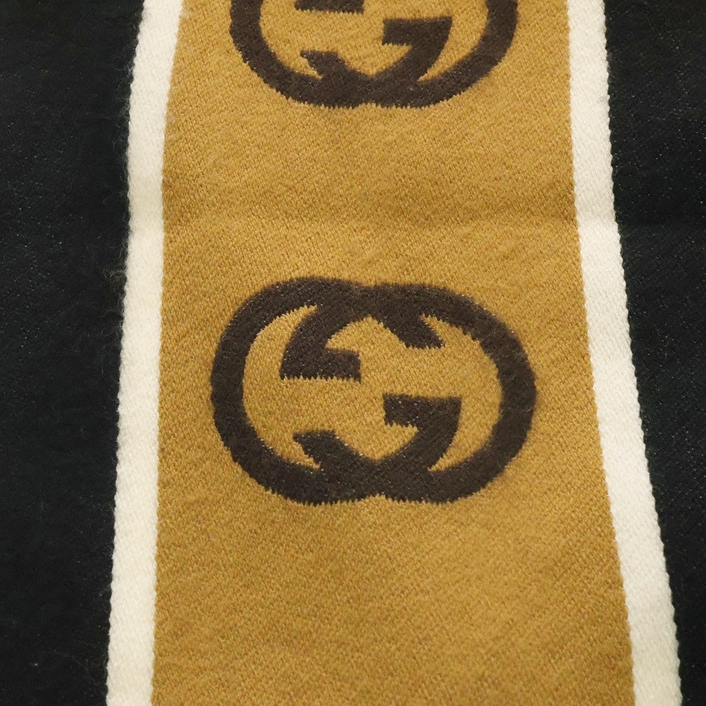 GUCCI(グッチ) GGロゴ ウール ストライプ マフラー スカーフ ブラウン/ブラック 575605 4G184