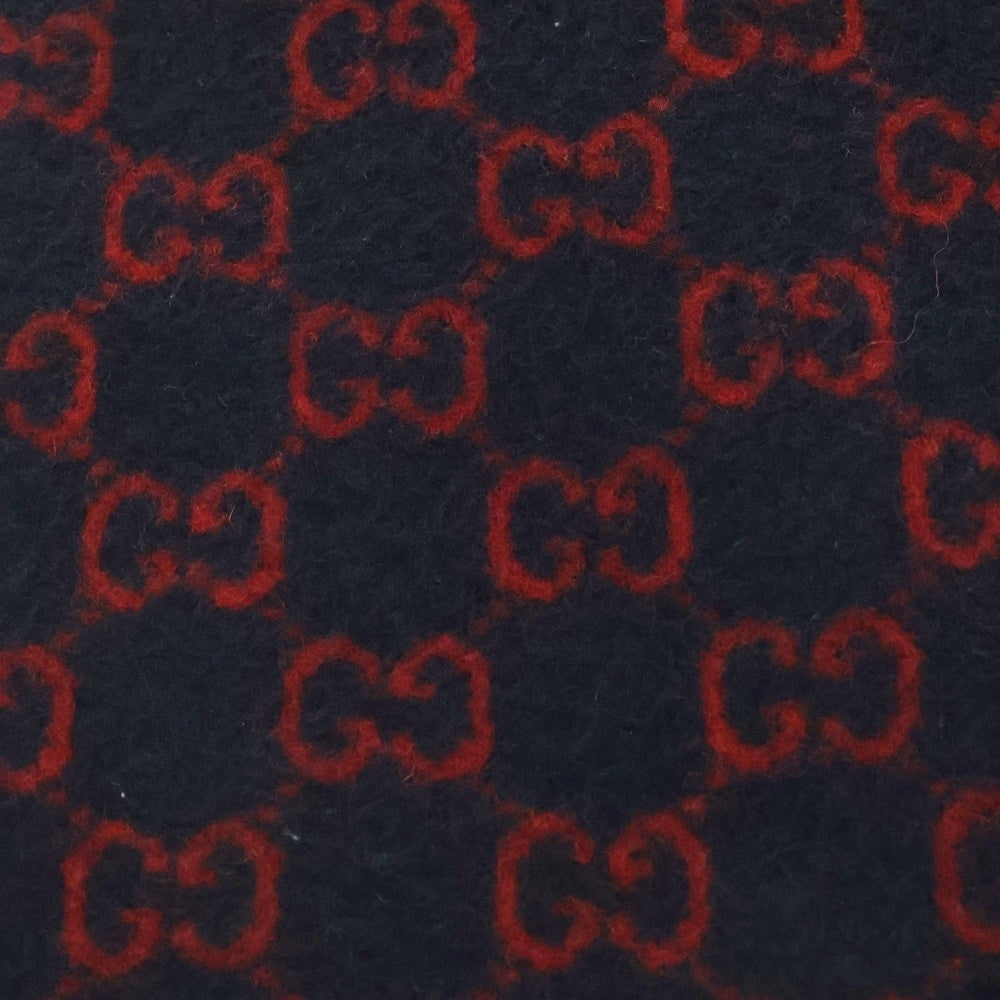 GUCCI(グッチ) GGロゴ総柄 レディース ウール スカーフ マフラー レッド/ネイビー 600947 4G206