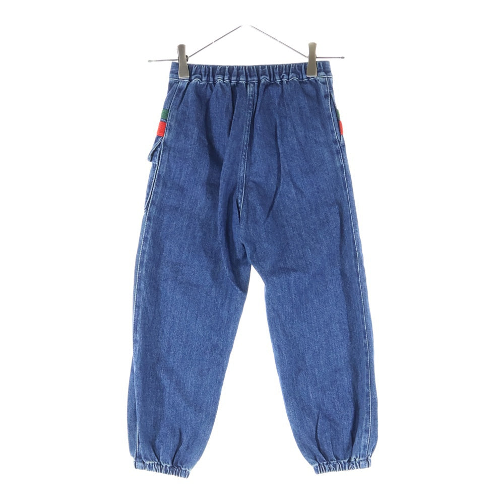 GUCCI(グッチ) ロゴ刺繍 ロゴボタン キッズ デニム カーゴパンツ インディゴ 670832 XDBZX