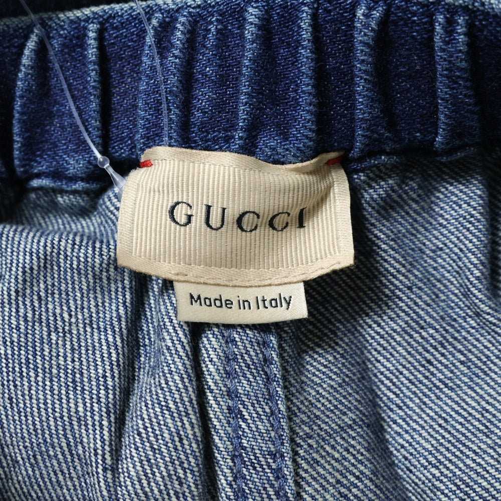 GUCCI(グッチ) ロゴ刺繍 ロゴボタン キッズ デニム カーゴパンツ インディゴ 670832 XDBZX