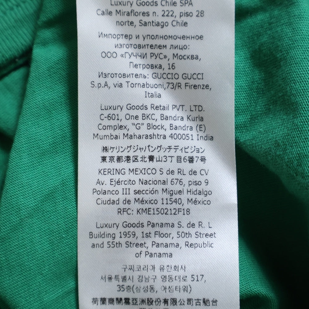 GUCCI(グッチ) フロントロゴアヒルプリント クルーネック キッズ 半袖Tシャツ グリーン 718008 XJE37