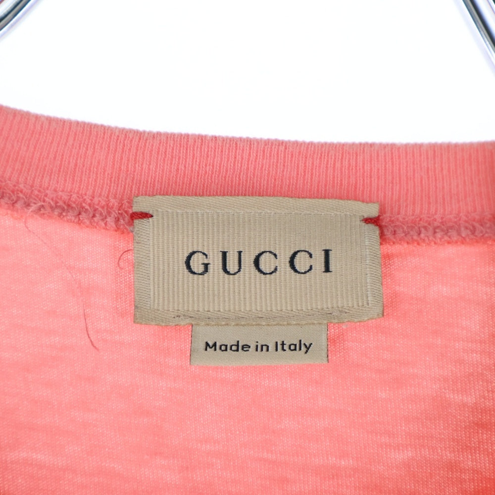 GUCCI(グッチ) フロントロゴプリント キッズ クルーネック 半袖Tシャツ ピンク 586167 XJC70