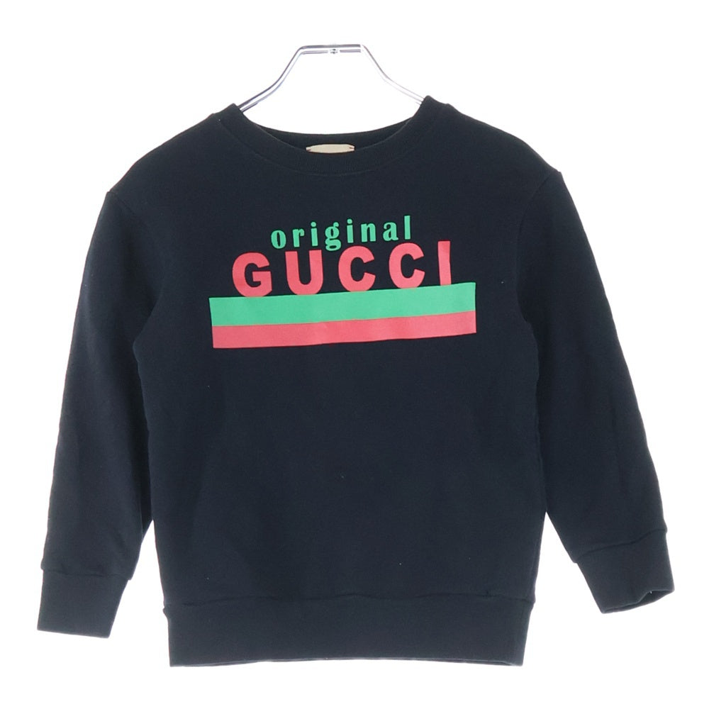 GUCCI(グッチ) フロントロゴプリント クルーネック 長袖スウェット ブラック 627964 XJC7C
