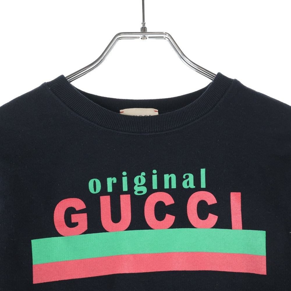 GUCCI(グッチ) フロントロゴプリント クルーネック 長袖スウェット ブラック 627964 XJC7C